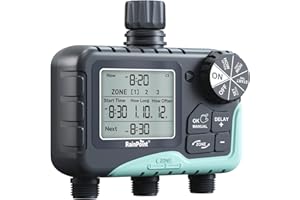 ‎RAINPOINT RAINPOINT Bewässerungscomputer 3 Ausgänge, Großes LCD-Display Garten Bewässerungsuhr, Automatische Bewässerung Zeitschaltuhr mit Regenverzögertem/Manuellem/Automatischem Modus für Garten Rasen