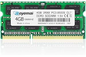 D DUOMEIQI PC3-8500 4GB DDR3 1066MHz Unbuffered Non-ECC 1.5V CL7 2Rx8 Dual Rank 204 Pin SODIMM