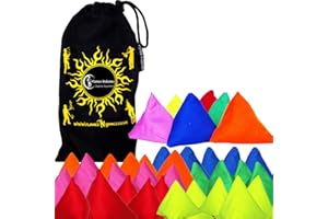 Flames 'N Games 5x Tri-It Juggling Balls - Set of 5 Pyramid Juggling Sacks (Mix) Bean Bags For Kids & Adults + Fabric Travel Bag.