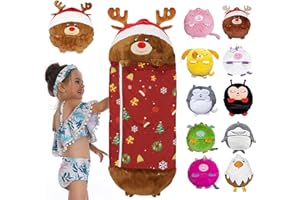 VBVARV Saco De Dormir con Almohada Suave Cuatro Estaciones Cálido Plegable 2 En 1 Saco De Dormir Suave Y Cómodo Adecuado para Niños Niñas