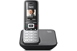 Gigaset Telefon bezprzewodowy Premium 100 DECT - duży kolorowy wyświetlacz TFT - Kalendarz z 500 kontaktami - synchronizacja danych przez USB, audio, kolor platynowo-czarny