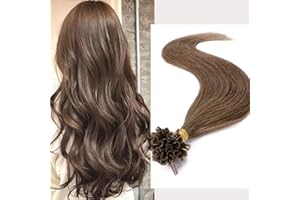 UK FASHION SHOP Extension Capelli Veri Cheratina 100g 40cm 200 Ciocche #6 Castano U Tip 100% Remy Human Hair Pre Bonded Keratina Invisibile Naturale Lisci