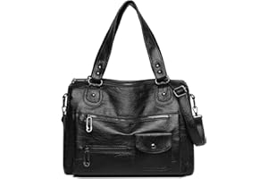 Waniki Handtasche Damen Mittelgroß Umhängetasche für Frauen Schultertasche Weiches Leder Tote Bag Vintage Crossbody Bag Y2K Hobo Bag Punk-stil Ledertasche City Bag für Alltag, Arbeit, Party