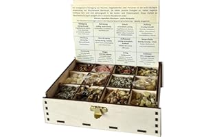HEILKRÄUTER MANUFAKTUR Räucherbox Geschenkbox mit 12 Sorten Räuchermischungen Reinigung und Orientierung, Hausreinigung 14 x 10 x 4 cm