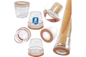 Ezprotekt Protection Pied de Chaise, 26-32mm Patins pour Chaises en Silicone avec Feutre épaissi, 8 pièces Clair Petit Patin de Chaise Protections Tampon de Sol, réduire Les Rayures