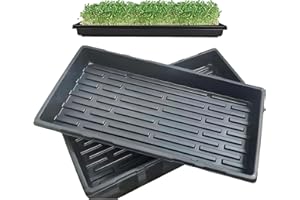 LANPEW Anzuchtschalen ohne Abflusslöcher 54x28cm Dicke1,8mm Perfekte Gartensamen-Anzuchtschalen für Setzlinge Gärtnern im Innenbereich,Mikrogrün Weizengras Hydrokultur (schwarzes 5-Pack)