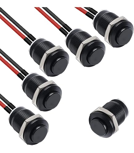 Interrupteur Bouton-poussoir 22mm - Auto-bloquant ON/OFF, 12V-24V, Coque Noire Métal, Bouton Blanc