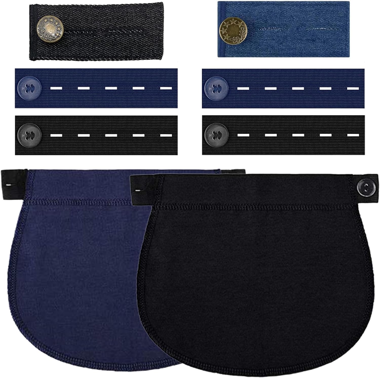 GWEOR 8 Pcs Extensores de Pantalones de Cintura,Ajustables Botones,Extensor Pantalon Embarazada,Apto para mujeres embarazadas