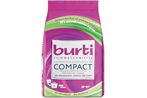 ‎BURTI burti COMPACT Waschmittel Pulver – Waschpulver & Feinwaschmittel für bunte, feine Wäsche - Fleckenentferner mit Farb- & Faserschutz – ca. 26 Wäschen