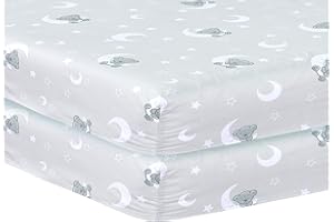 DTEX HOMES 2 x Cot Bed Sheets Super Soft Breathable Polycotton Fitted Sheet 140 x 70 cm (Sleeping Moon Teddy)