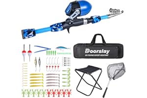 ‎DOORSLAY doorslay Angelset Kinder, Tragbares Angelset für Kinder, Teleskop Angelrute Angelrolle und Köder Set, 1.8m Kinder-Angelruten, Angelrute Set Kinder mit Tragetasche