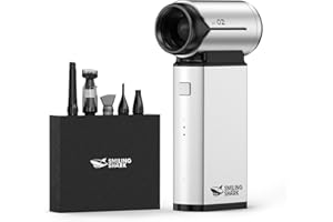 Smiling Shark Electric Compressed Air Duster, Upgraded Version 2 Modes (Normal&Storm) 150000RPM 60m/s Wind Speed Aluminum Alloy Turbofan with Detachable 6 Nozzle for PC/Car/Home Cleaning, J02(Silver)