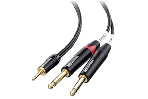 Cable Matters 3,5mm-TRS-zu-Dual-6,35mm-TS-Breakout-Kabel 1,8 m, 1/8-zu-Dual-1/4-Kabel