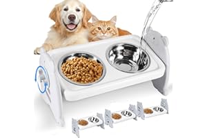 SUNJULY Raised Dog Bowl, Dog Bowls With Stand 3-Level Adjustable, Dog Feeding Station With 2 Double Dog Bowl, 12cm Dog Bowls,Dogs Bowls For Small Dogs And Cat,Non-Slip And No Spill