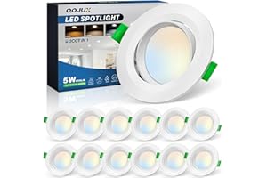QOJUX LED Einbaustrahler 230V Dimmbar, 5W Flach LED Spot Schwenkbar IP44 450LM, Einbaustrahler LED 3CCT Warmweiß Neutralweiß Kaltweiß 25mm Deckenspots Einbauspot für Badezimmer Wohnzimmer Küche, 12er Set