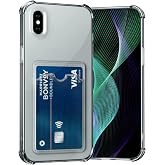 Ehr. iPhone XS Max Uyumlu Kamera Korumalı Kartlıklı K&ouml;şeleri Airbag Tasarımlı Darbe &Ouml;nleyici Şeffaf Silikon Kılıf (Siyah, iPh
