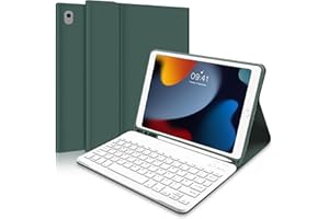 TITITINITA Keyboard Case for iPad 10.2 9th Generation(2021)/ 8th Gen(2020)/ 7th Gen(2019), Protective Case with Pencil Holder and Detachable Wireless Keyboard (UK Layout) for ipad Pro 10.5/Air 3 (Dark Green)