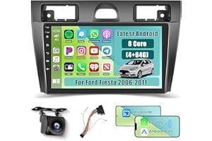 Inefala 8 Núcleos 4+64G Android 15 Radio para Ford Fiesta 2006-2011, 9 Pulgadas HD Pantalla Táctil con Inalámbrico CarPlay y Android Auto, Navegación GPS, AHD Cámara Trasera, FM/RDS, Bluetooth