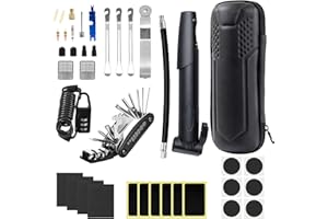 38PCs Kit Riparazione Pneumatici Bici Ninonly Kit Riparazione Bici con 120PSI Mini Pompa d'Aria e 16 in 1 Attrezzo Multifunzione da Bici per l'uso in Situazioni di Emergenza Durante i Viaggi a Lunga