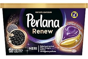 Perlana Renew Caps Neri, detersivo lavatrice capsule, nuova formula 3in1, ideale per tutti i capi scuri, confezione singola da 18 lavaggi