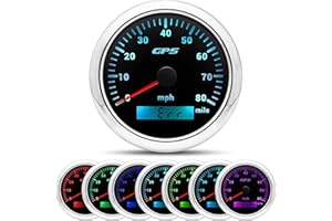 PIOUSUNT 85mm Boat GPS Speedometer 0-80MPH Car Odometer Gauge 7 Colors Backlight With GPS Antenna for Car Motorcycle Boat Marine Truck