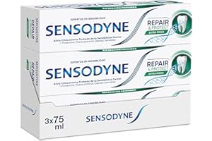Sensodyne Repair & Protect Extra Fresh Pasta de Dientes, Alivio Para Dientes Sensibles, Protección Duradera Frente a la Sensibilidad Dental, Pack de 3x75 ml