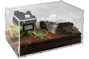 GAOUTO Akrylowe terrarium ślimaki 40 x 25 x 20 cm, akrylowe pudełko na karmę dla gadów, przezroczyste pudełko na karmę dla gadów, pająków