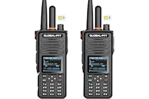 GLOBALPTT G8plus PoC & UHF Analogue Radios – Nationwide Coverage Unlimited Range - Built-in 1-Year SIM Data Plan, Repeater-Compatible Push-to-Talk Communication (Black)