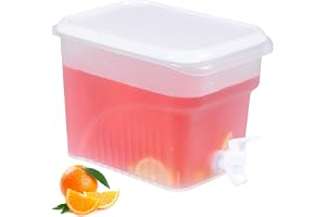 Relaxdays Dryckesdispenser kylskåp, 4,8 liter, vattendispenser med kran och lock, plast, transparent
