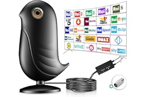 HOCENT Antenna TV Interna Portatile per Smart TV 4K HD/1080P/VHF/UHF, Ricezione Segnali entro 380+ Miglia Long Range Reception con Cavo Coassiale da 5M - 2024 Upgrade Tecnologia Digitale Terrestre