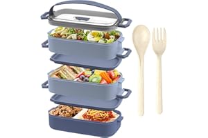 OITUGG Pudełko na lunch premium 3-warstwowe pudełko na lunch Bento dla dorosłych do pracy, pudełko na lunch 2200 ml, ze sztućcami i 3 przegródkami, regulowane, szczelne, bez BPA, można używać w