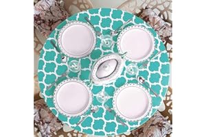 Cozomiz Copritavolo sotto Tovaglia Rotonda Tavolino Impermeabile Antimacchia Kitchen Decoration per Tavola da Pranzo 114-140cm Taglio Aderente Rotondo Blu