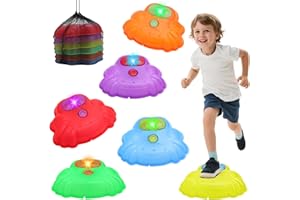 deAO 6 Piezas Piedras de Equilibrio para Niños con LED, Temática Cangrejo, Juego de Equilibrio Apilable Antideslizante para Interior y Exterior, Juguete Educativo +3 Años