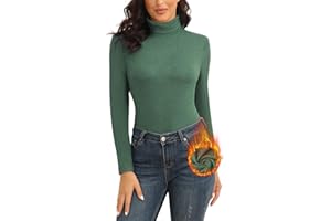 WOWENY T-Shirt Thermique pour Femme - Col roulé - en Polaire - Manches Longues - Thermique - Extra Chaud - Maillot de Corps à Manches Longues - Léger - sous-vêtements de Ski - T-Shirt de randonnée