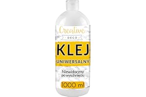 Creative Deco Uniwersalny Klej Szkolny PVA Biały | 1000ml | Do Papieru, Kartonu, Drewna, Ceramiki, Filcu | Wysycha Bezbarwnie | Nietoksyczny | Szybkoschnący | Idealny do Projektów Artystycznych
