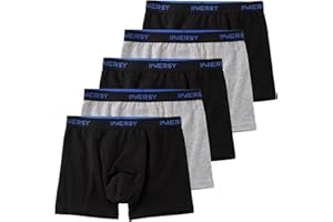 INNERSY Boxer pour Garçon en Coton Doux sous-vêtements Caleçons Grand Garcons 6 à 18 Ans Lot de 5