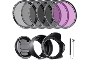 NEEWER 62mm ND Filter Kit and Lens Accessories, ND2 ND4 ND8 UV FLD CPL(Circular Polarizing) Filter Set with Lens Cap/Tulip Shaped Lens Hood