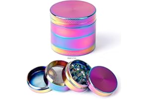 PROBYTES Dry Herb Grinder Mill - Grind, Crush, Coarse, Fine, Spices, Herbs, Metal, 4 Parts, Magnetic Lid, Pollen Catcher, Collection Chamber, Scraper, Shark Teeth, Classy Colour, Pocket Size, 40/50 / 55 mm