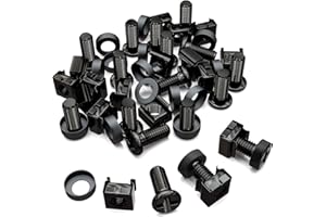 deleyCON 20x Vis et Ècrous à Cages M6 pour Armoires Réseau - Baie de de Serveur 10" & 19" Pouces En Acier - Noir