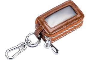 iSuperb Etui Porte-Clés et Porte-Monnaie en Cuir Vintage - Pochette de Rangement Zippée avec Double Fermeture Éclair - 9.5 x 3.5 x 5 cm