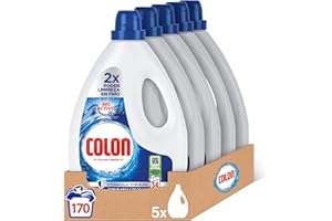 Colon Gel Activo - Detergente para lavadora líquido, fórmula higiene, adecuado para ropa blanca y de color, formato gel - pack de 5, hasta 170 dosis