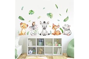 Tanlaby Animaux Forêt Autocollant Mural Zèbre Fauve Koala Sticker Mural Safari Décoration Murale pour Chambre de Bébé Pépinière D'enfant Décoration Murale De La Maison