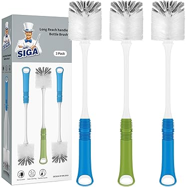 Flessenborstel Baby Reis Borstels voor het Schoonmaken 6 in 1 - Draagbare Siliconen Flessenborstel Tepel Reiniger Borstel - Rietjesborstel
