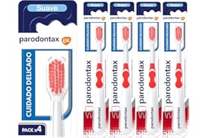 Parodontax Cuidado Delicado, Cepillo de Dientes Suave, Ayuda a Detener y Prevenir el Sangrado de Encías, Pack de 4, Blanco