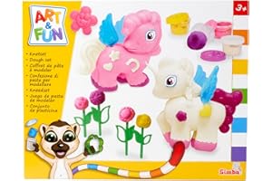 Simba Art and Fun 106326016 Unicorn Kneading Set, 4 x 50 g Clay, 2 x Unicorn Shape, Accessories, from 3 Years