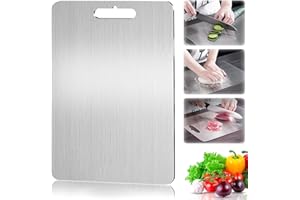 SUFANG Tabla de cortar de titanio 34x23 cm tabla de cortar de acero inoxidable 304 Tabla de Cortar de Doble Cara apta para uso alimentario sin BPA Titanium Cutting Board Antibacteriano Fáciles de Limpiar