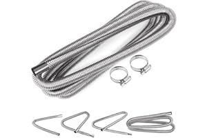 Swpeet 3Pcs 1" x 118" - 25mm x 300cm Stainless Steel Diesel Heater Exhaust Pipe with 18mm-29mm Hose Clamps Kit, Fuel Tank Air Heater Diesel Gas Vent Hose Exhaust Tubing for Car Vehicle