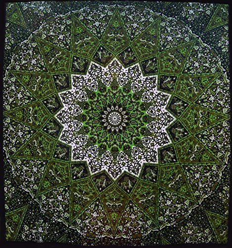 Popular Psychedelic Mandala Hippie Tapestry Indian Wall Hanging Bedspread 84x90 Inches (215x230cms) by Popular Handicrafts