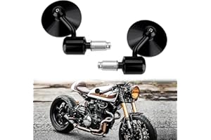 MISS MOLY 7/8" 22mm Motocicleta Espejo del Extremo de la Barra del Manillar 3 Pulgadas Redondo Espejo Retrovisor Lateral para Scooter Chopper Cruiser(#2-Negro)