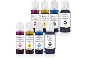 MEGOFFICE Nachfülltinte Kompatibel für NEI-104/103/102/101 Kompatibel für Epson Et-2720 Et-2712 Et-2810 ET-2811 Et-2820 ET-2826 Et-2850 ET-2856 ET-2851 ET-4700 ET-4856 ET-4800 ET-1810 (8 Pack)